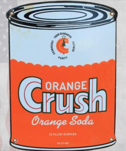 Orange Crush Soda Sign: Vintage 1960’s Can Shaped Tin Litho – VS6458