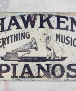 Vintage RCA Victrola Sign: “Hawken Pianos Everything Musical” – VS6524