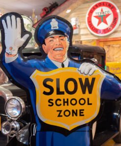 Coca-Cola Crossing Guard Sign: 1950’s Police “Slow School Zone” – VS1980
