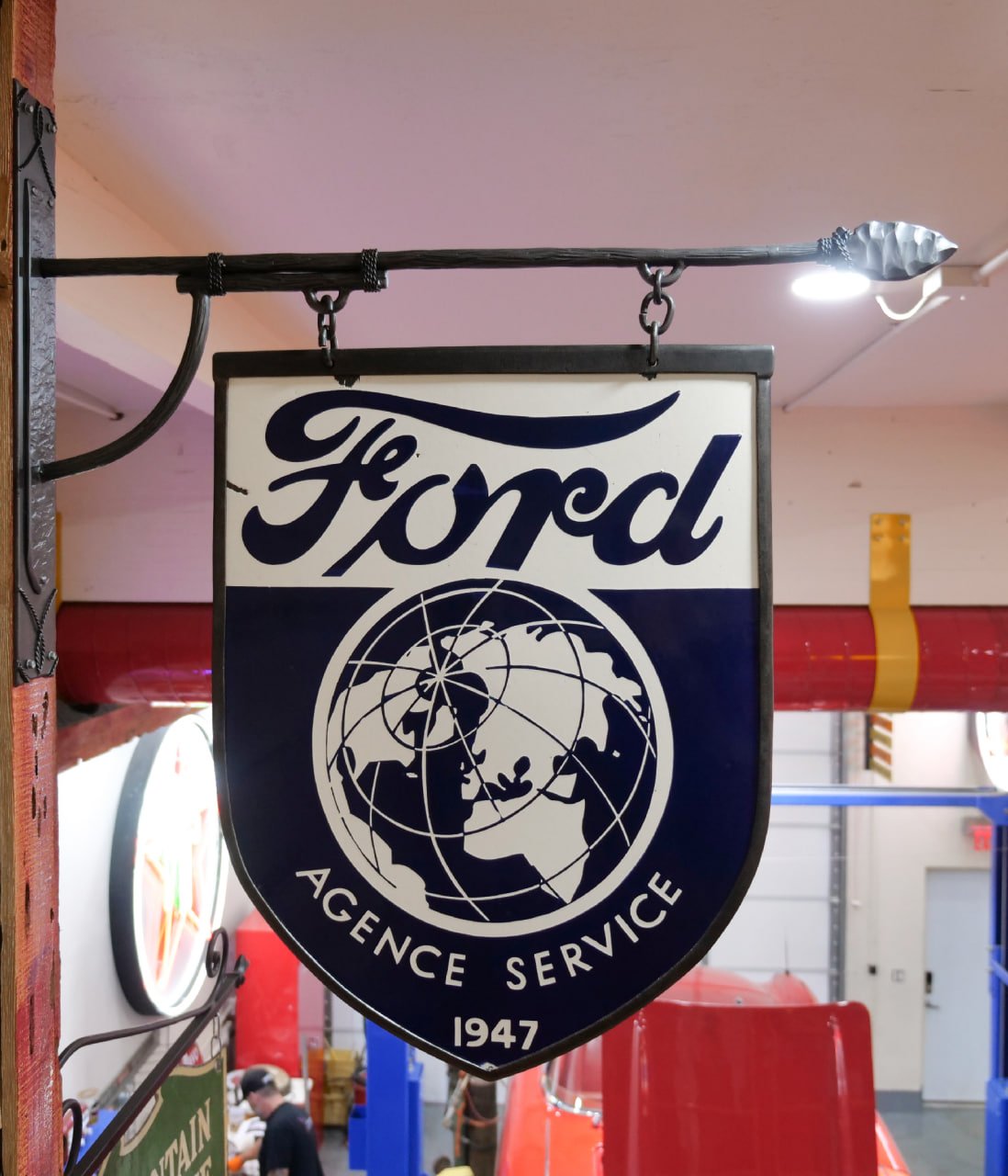 Ford Agence Service Sign: Vintage Double Sided Hanging Advertisement – VS6258