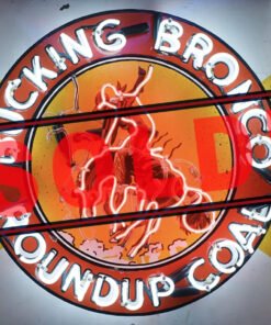 Vintage Bucking Bronco RoundUp Coal Neon Sign – NS4981